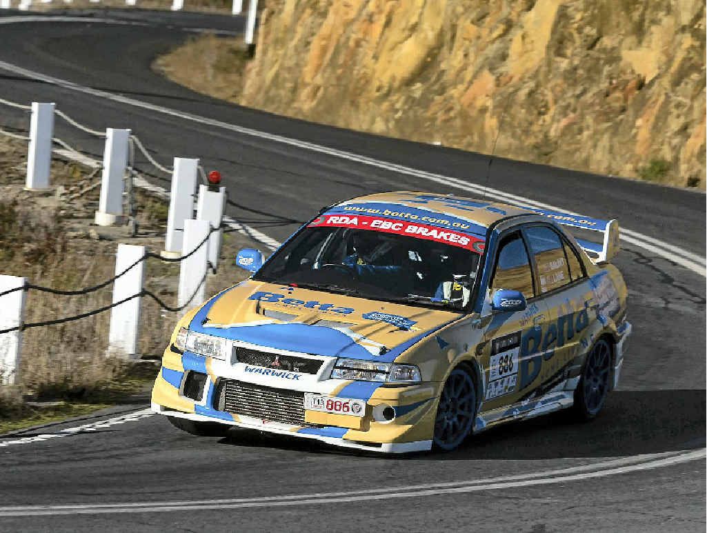 TOPPING THE TABLE: Driver Rob Balint and navigator Peter Lane during in action during a Traga race.